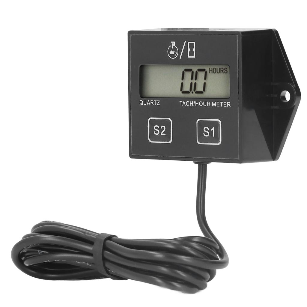 Motorcycle Tachometer Timer LCD Display 2 4‑Stroke Gasoline Engine Hour Meter Universal for Pickup Trucks