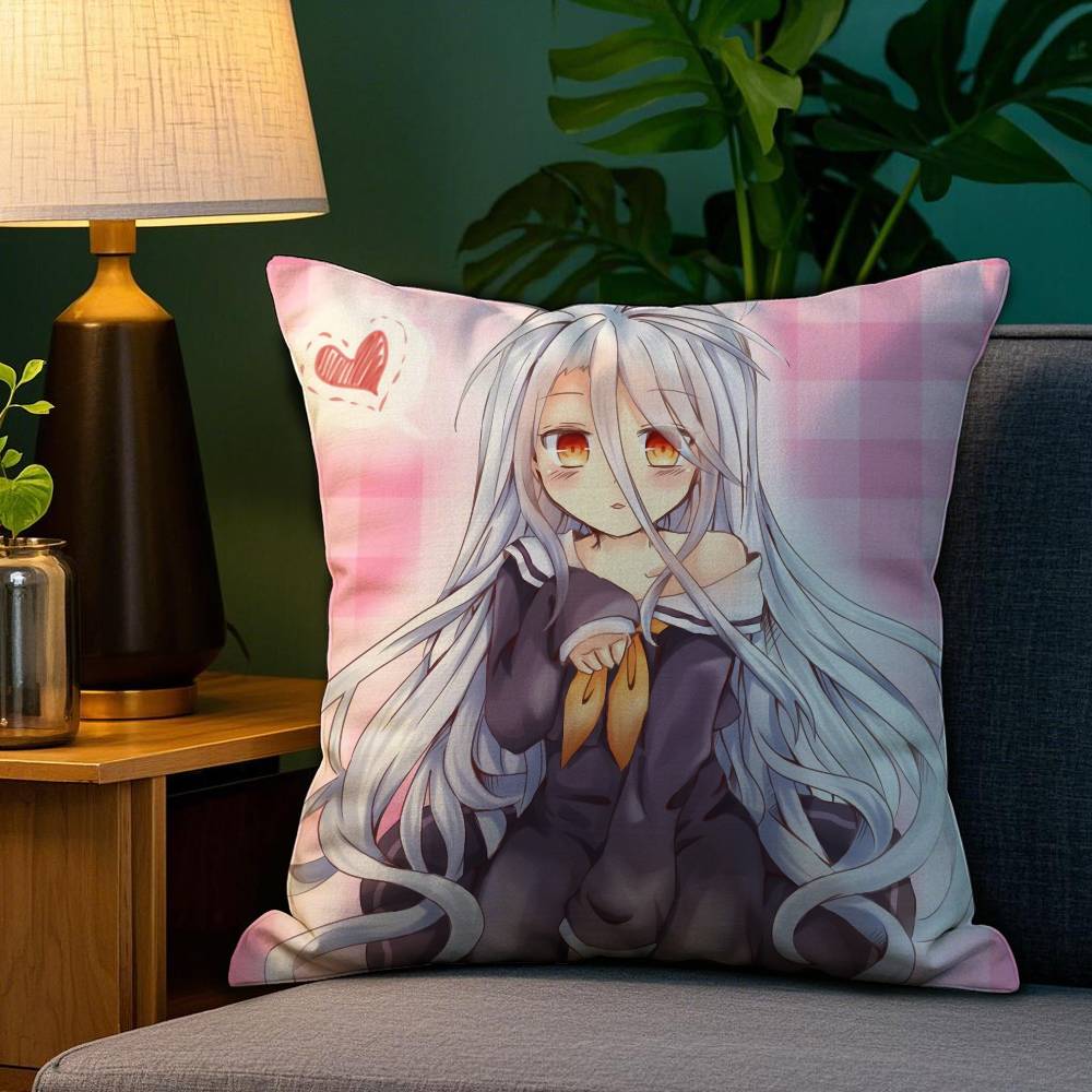 Аниме наволочка No Game No Life, наволочка против пылевых клещей, потайная молния, шелковистый короткий плюш, чехол для диванной подушки 12x12Inch