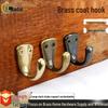 Vintage Chinese Style Solid Brass Wall Hook for Hats and Clothes - Retro Home Decoration
