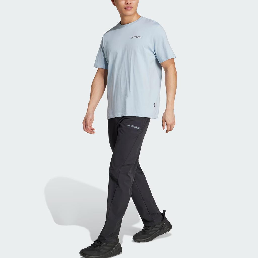 Adidas Terrex Ss25 Polygiene Graphic Outdoor Sports Crew Neck Short Sleeve T-Shirt Men Tops Blue Yellow JI8326