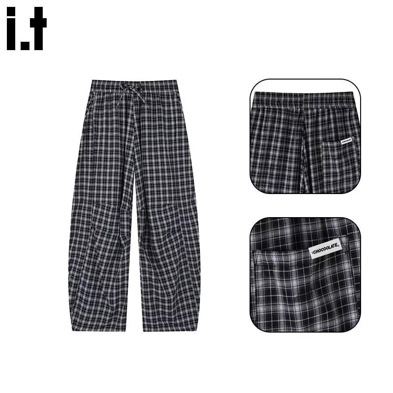 CHOCOOLATEit Women s Plaid Wide-Leg Casual Pants 2XL