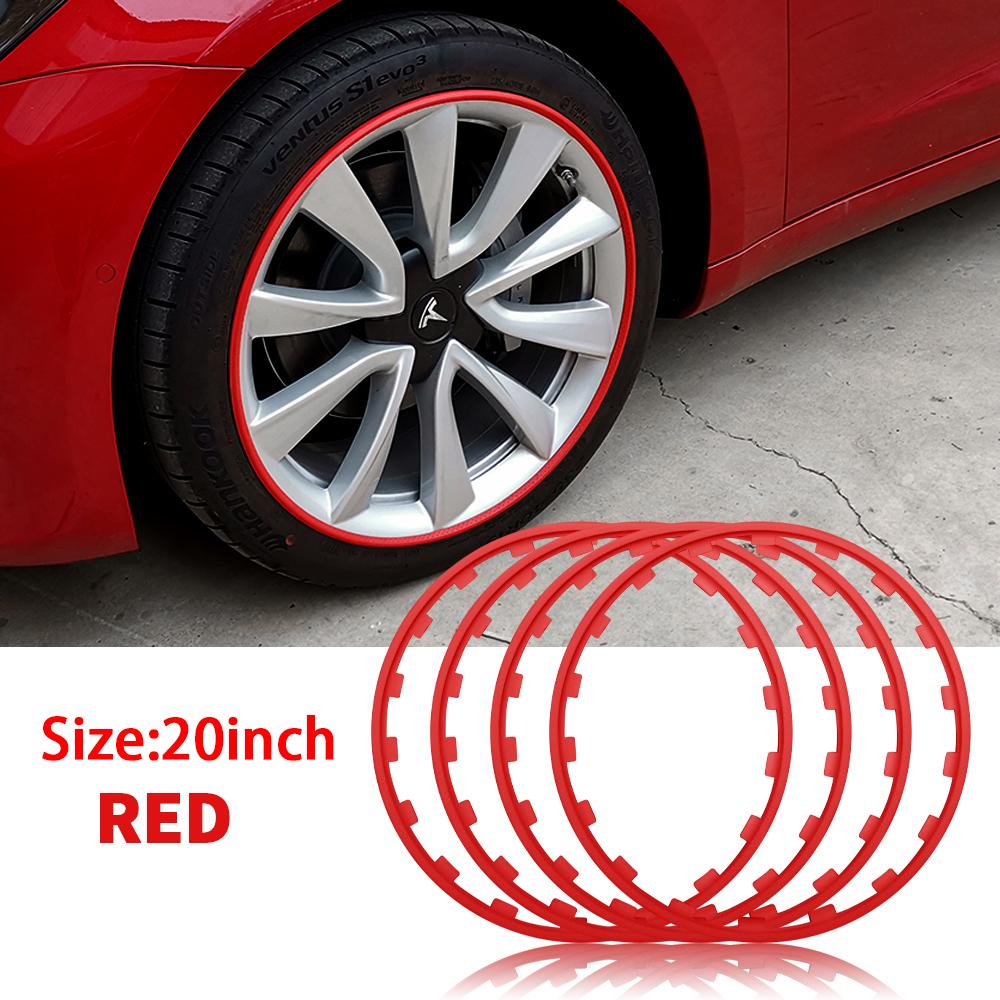 AMA1 4PCS/SET Car Vehicle Wheel Rims Protector Decor Strip Tire Guard Line Rubber Moulding Trim for Tesla Model 3 Y S X 2017-2023