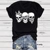 Round-neck Fashionable Skull Print Top Women's T-shirt with Loose Short Sleeves