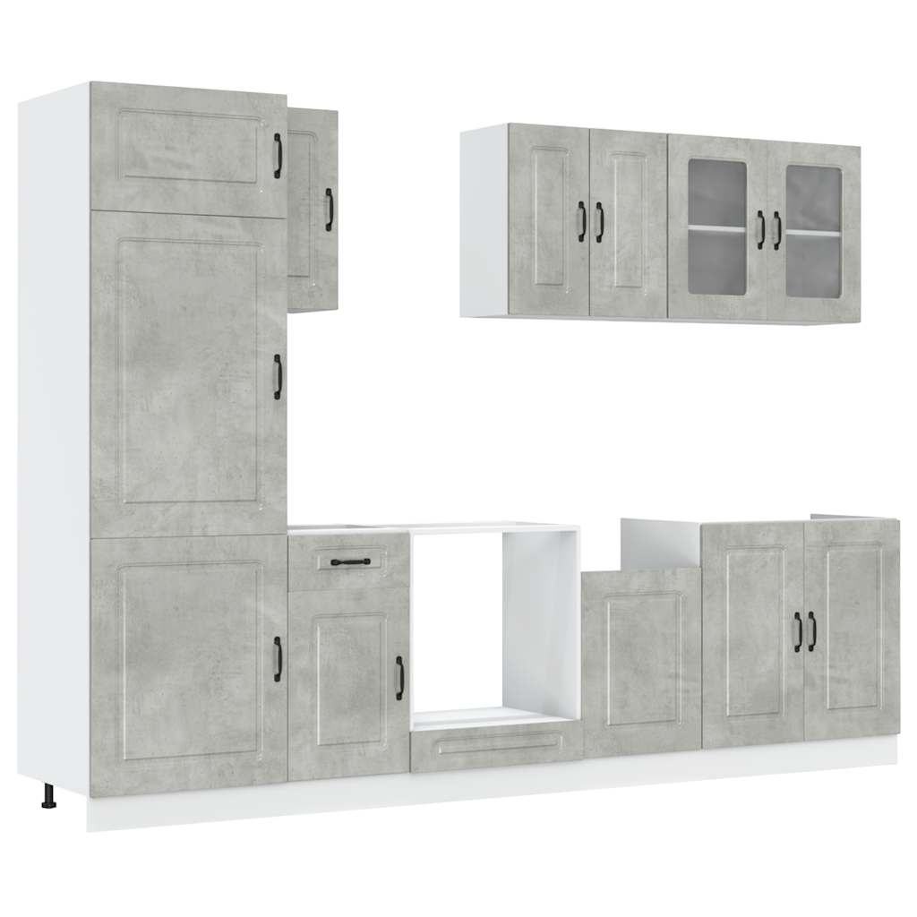 Kitchen Cabinet Set, Kalmar, 8-Piece, Concrete Gray