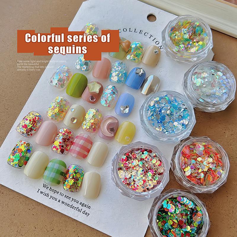10Boxes Nail Art Charms Random Assorted Multicolor Polygonal Glitter Sequins Shiny Nail Art Decorations DIY