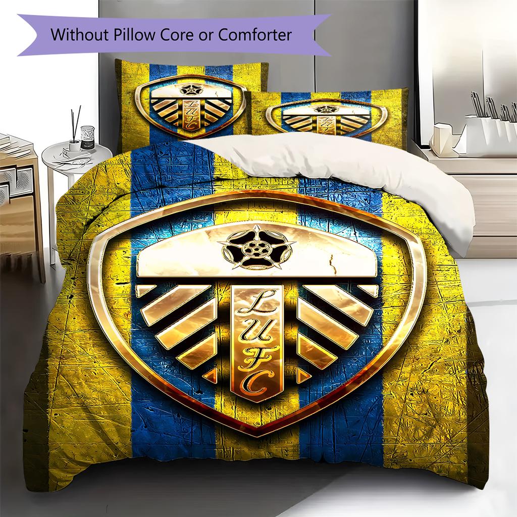 Leeds United Football Club Pattern Bedding,Quilt Set Quilt Cover Pillowcase Home Birthday Gift (1 * duvet cover + 2 * pillowcase, without core)