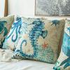 Linen Pillowcase, Marine Life Printing Cushion Cover 40x40 50x50 60x60, Suitable for Bed Car Sofa, Pattern Can Be Customized