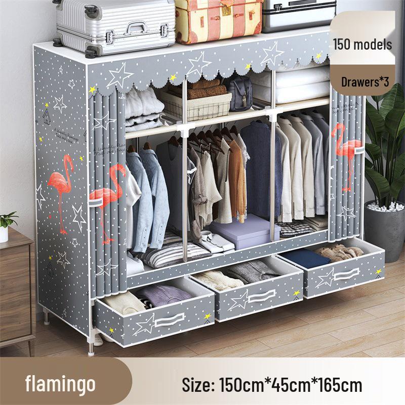 Wardrobe with Dustproof Drawers - Ideal for Rental Rooms