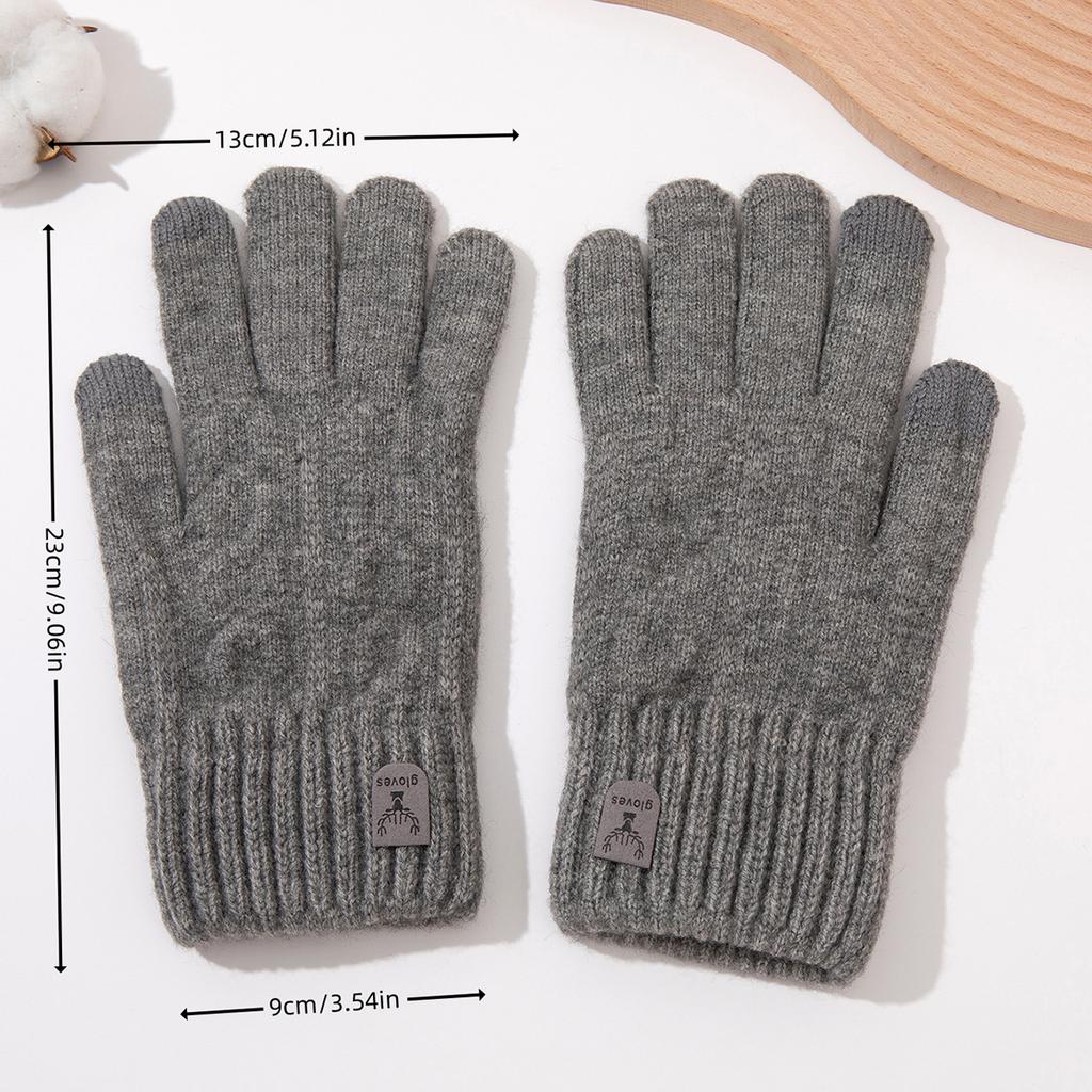 Men Thermal Gloves Winter Touchscreen Fleece Lined Thick Cold Proof Warm Wool Knitted Gloves