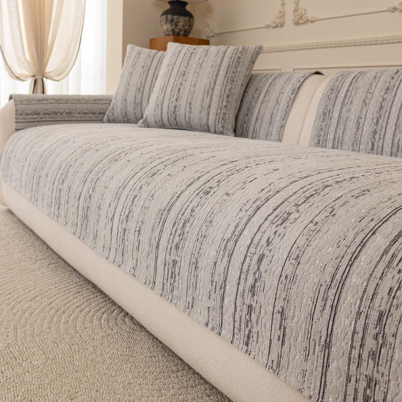 Einfarbiger Chenille-Sofahandtuch, dicker universeller Schnittsofabezug, moderne Möbel, staubdichter Bezug, L-förmige Couchbezüge