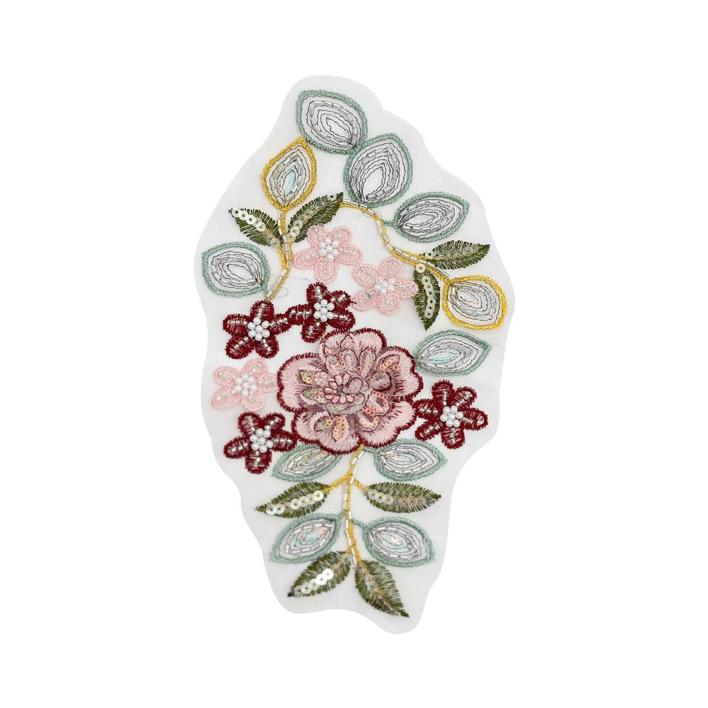 Exquisite Ethnic Style Colored Bead Sequins Embroidered Cloth Stickers Hanfu Cheongsam Horse Face Skirt Clothing Accessories Decorative Accessories