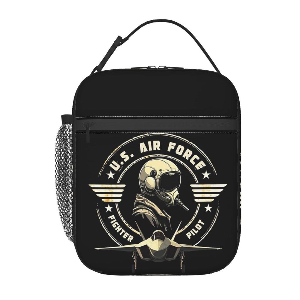 U.S. Air Force Fighter Pilot Military Aviation Vintage Insulated Lunch Bag for Women Children Food Boxes Thermal Lunch Box Tote