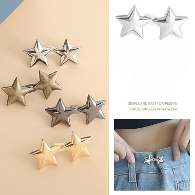 2 Pezzi Bottone Stella Piccola Stringivita per Jeans, Spilla da Donna, Vita Regolabile per Pantaloni, Regalo per le Feste