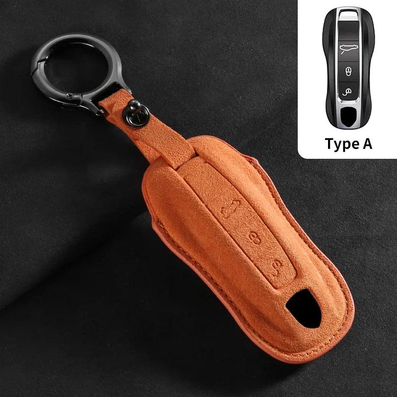 AABKS1 Car Key Case Cover for Porsche Panamera Cayenne 971 911 9YA Macan Boxster 3 Buttons Suede Car Remote Key Shell Fob Accessories
