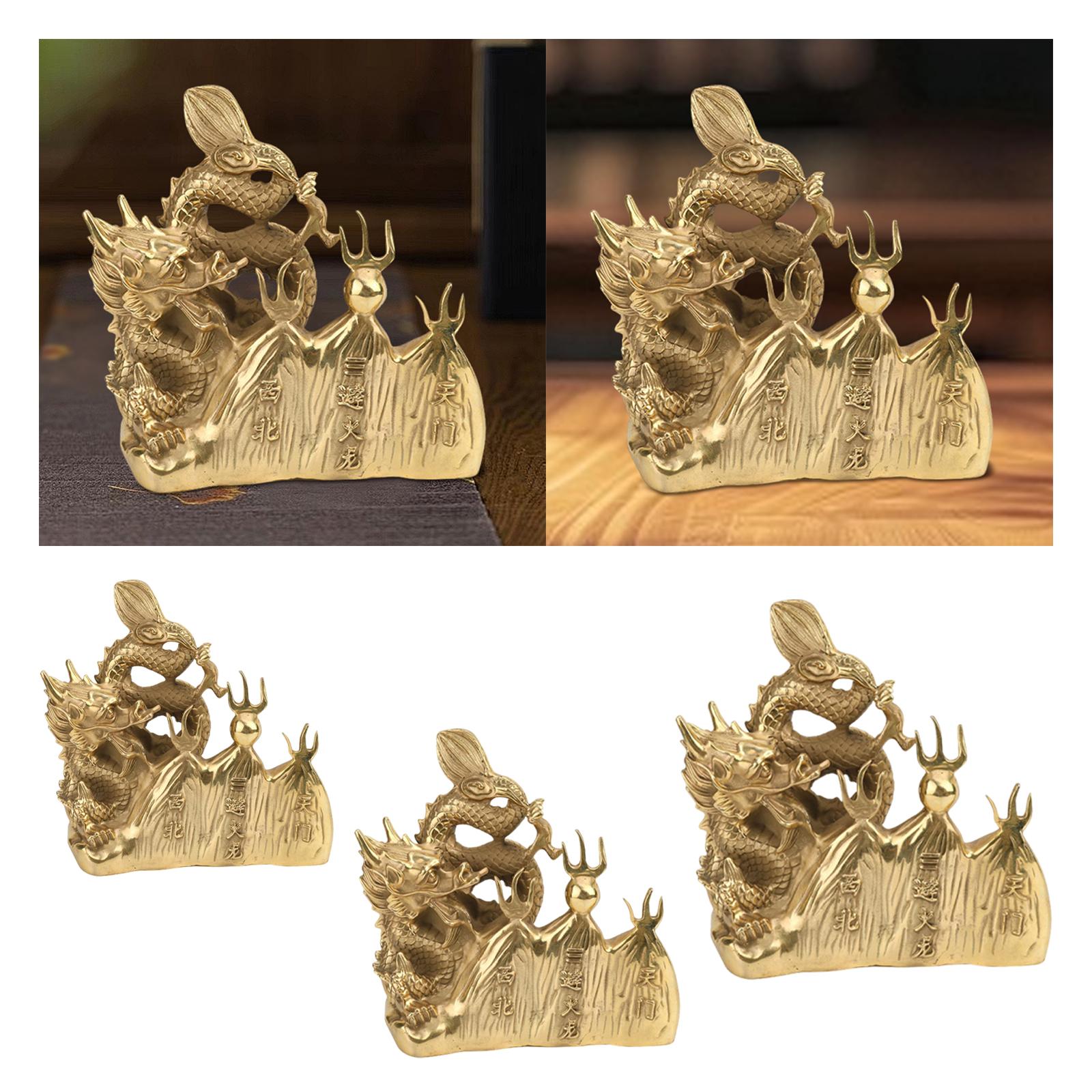 

Brass Dragon Statue,Collectible Sculpture Desktop Wealth Table Centerpiece Feng Shui Ornament,Animal Figurine for Home Office 12cmx5cmx12.5cm