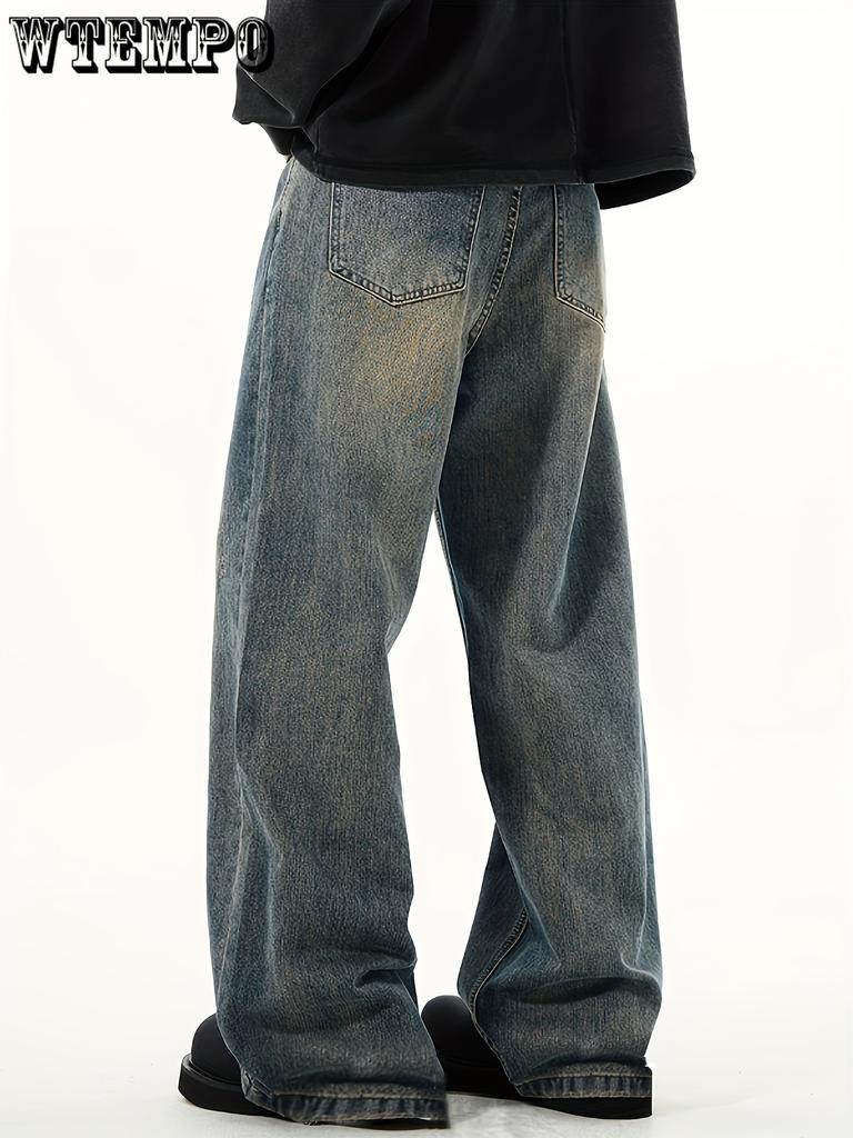 Herrenmode Loose Fit Wide Leg Jeans, lässige Streetstyle-Jeans für den lässigen Alltag, fließende Hose