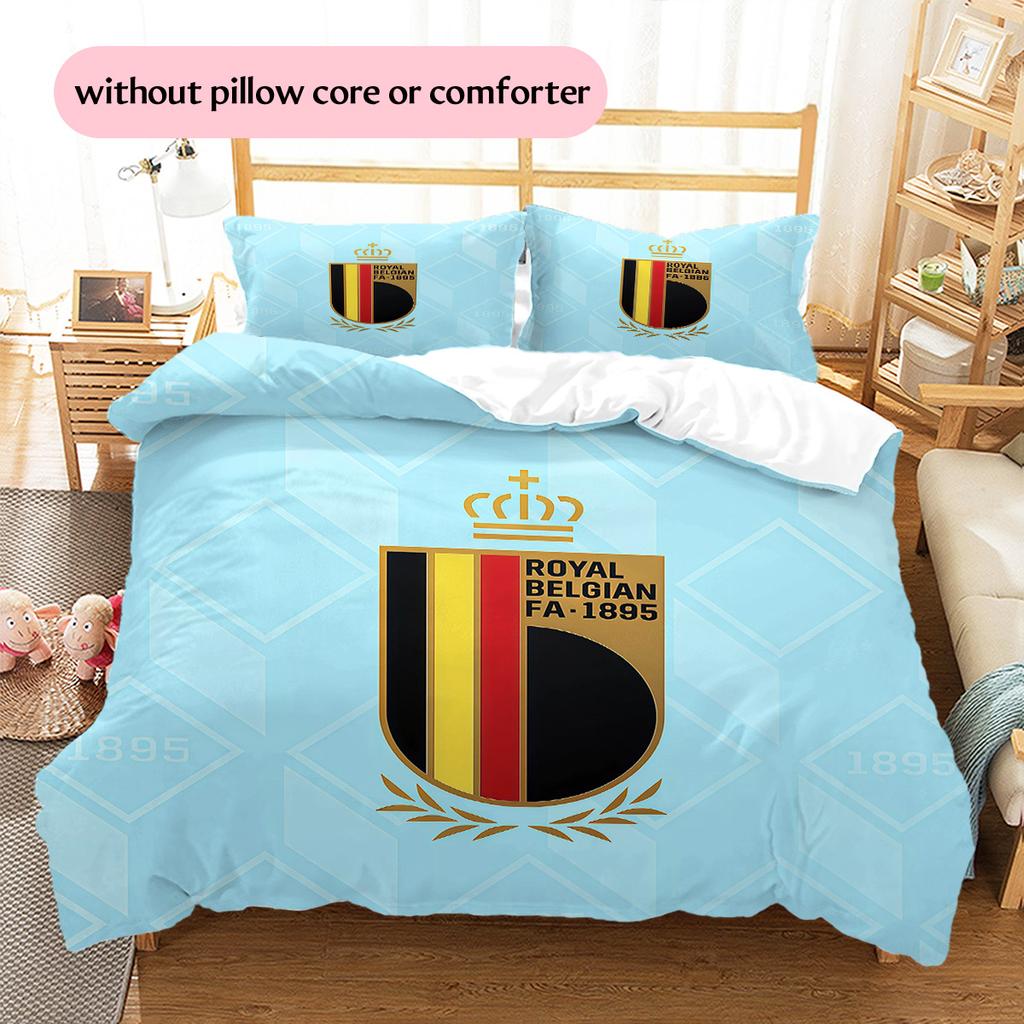 Belgium National Football Team Pattern Bedding Quilt Set  Home Decoration  Gift (1 * Duvet Cover + 2 * Pillowcase  Without Core)