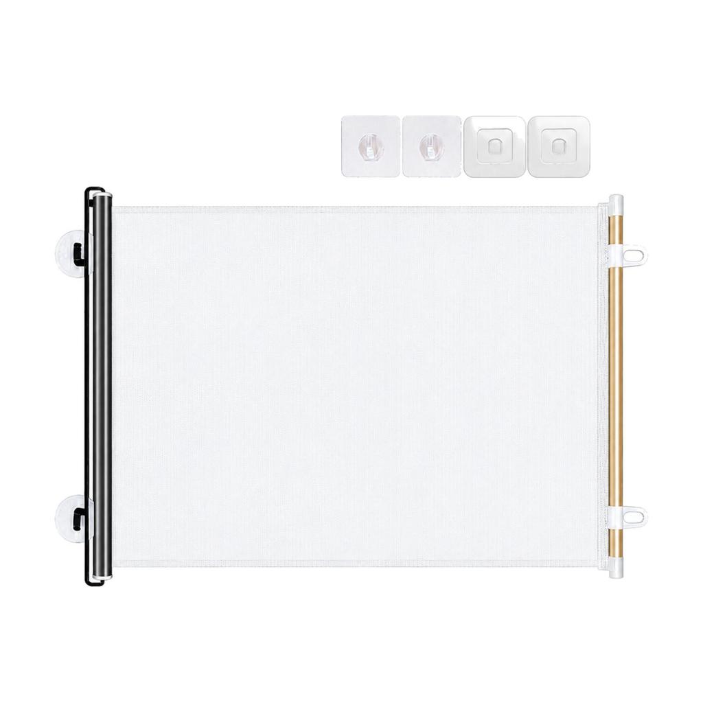 Retractable Pet Barrier Transparent Dog Gate with Hooks Extendable for Hallways