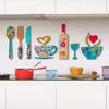 7pcs 2D Wooden Wall Decor Set Wall Sticker Ornaments Kitchen Wall Sign Wall Decor for Bar Home