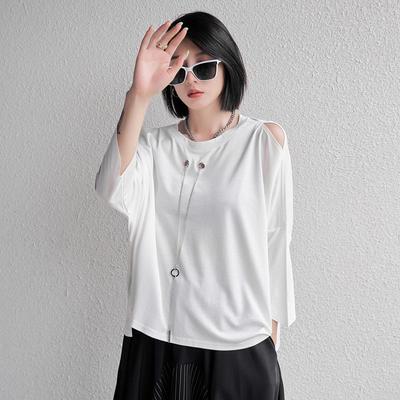 2025 Women's European-American Design: Loose Slim Fit Seven-Sleeve T-Shirt