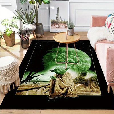 1 alfombra de área con diseño de Yoda de Star Wars, alfombra antideslizante, lavable a mano, alfombrilla de suelo, adecuada para sala de estar, dormitorio, decoración del hogar, decoración de habitación