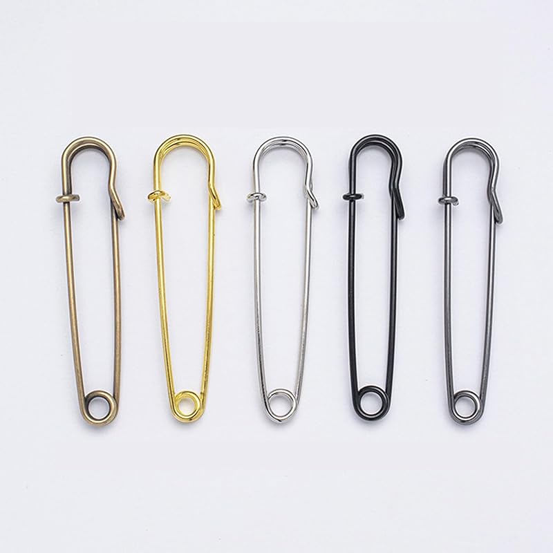 

5 pieces in 5 colors safety pin extra large 75mm big Kabuto pin rock hat stall muffler pin durability easy to use DIY handicraft supplies accessory