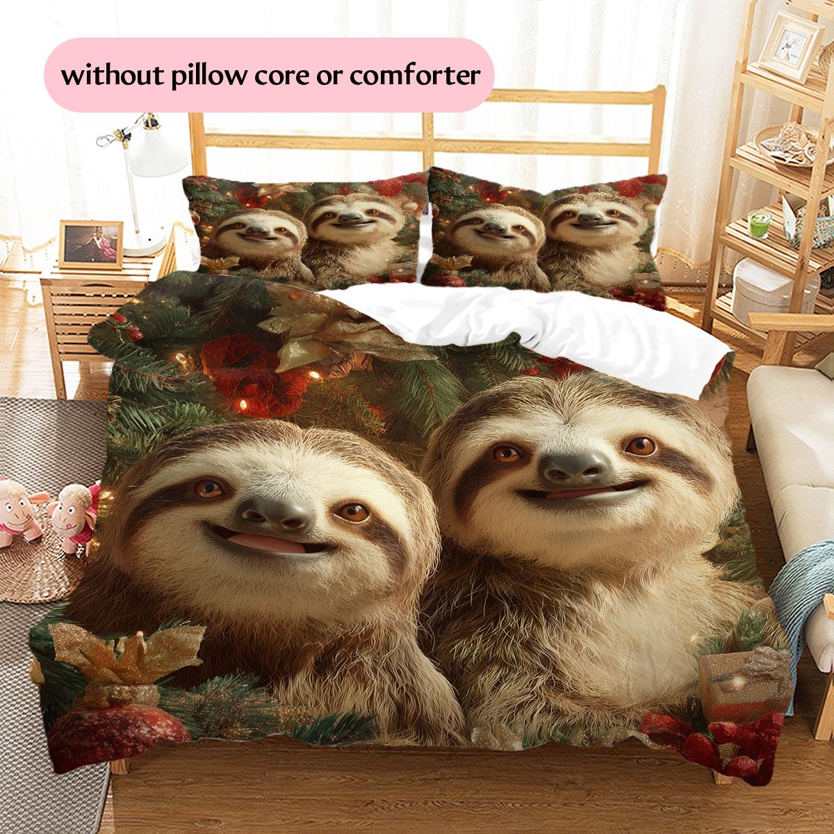 

Two Sloths Pattern Bedding Home Decoration Birthday Gift (1 * duvet cover + 2 * pillowcase, without core) 135x200cm
