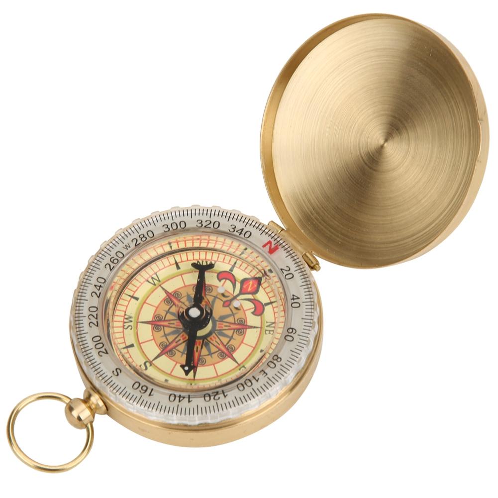 Outdoor Metal Luminous Pocket Watch Compass Copper Flip Cover for Climbing Hiking Campingcompass