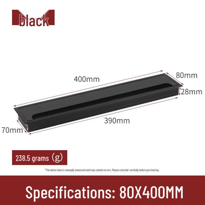 Caja de Gestión de Cables de Aleación de Aluminio Negra - Tapa de Paso de Cables para Escritorio