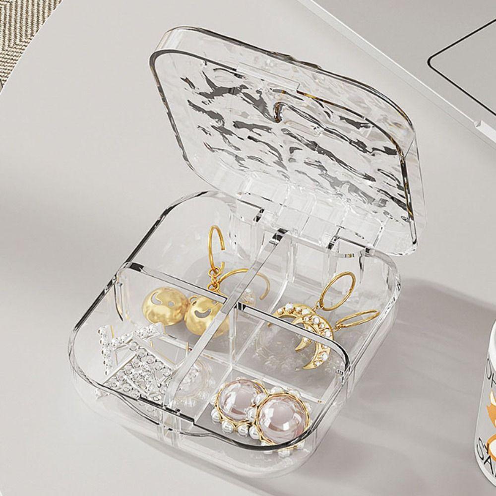 Transparent Jewelry Storage Box Water Ripple Jewelry Organizer Lightweight Packaging Box  Rings