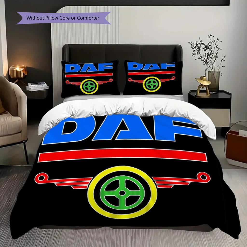 Golden Trucks Motion Bedding (1 * duvet cover + 2 * pillowcase, without core) 2D Flat Soft and comfortable Bedding set Christmas birthday gift