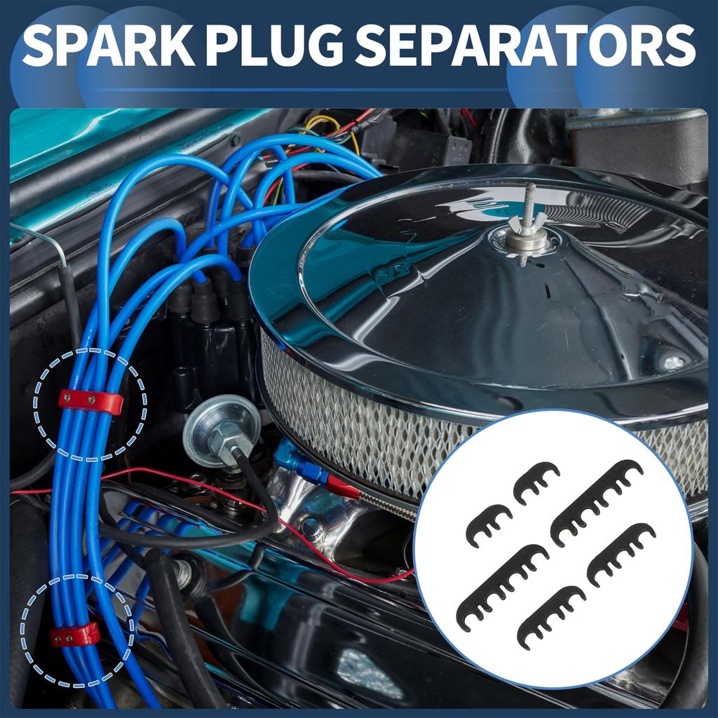 INFINAUTO 6pcs Engine Spark Plug Separator Internal 7mm 8mm Ignition Wire Separator Holder for Chevrolet Ford Plastic Black