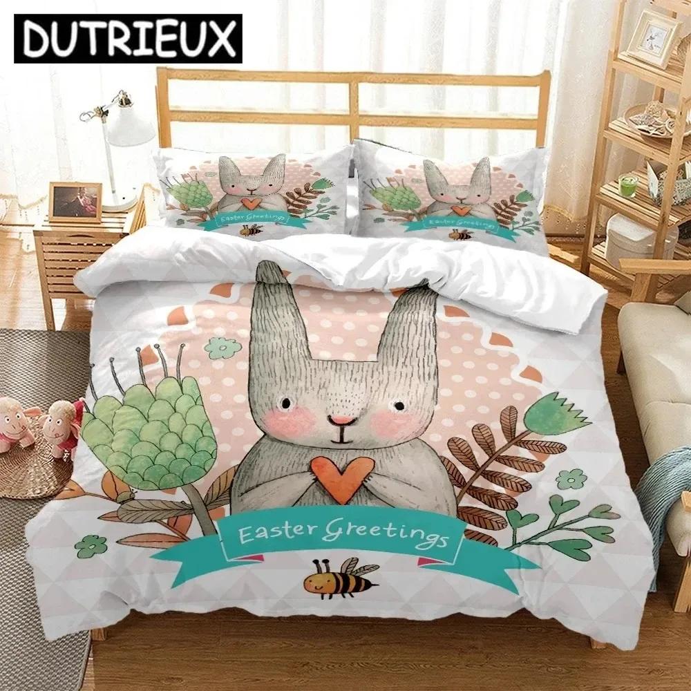Kaninchen HD Druck Bettwäsche Set Teenager King Size Bettwäsche Set Kinderbett Doppelbett Bettbezüge Kissenbezug Bettdecke Bettwäsche Set