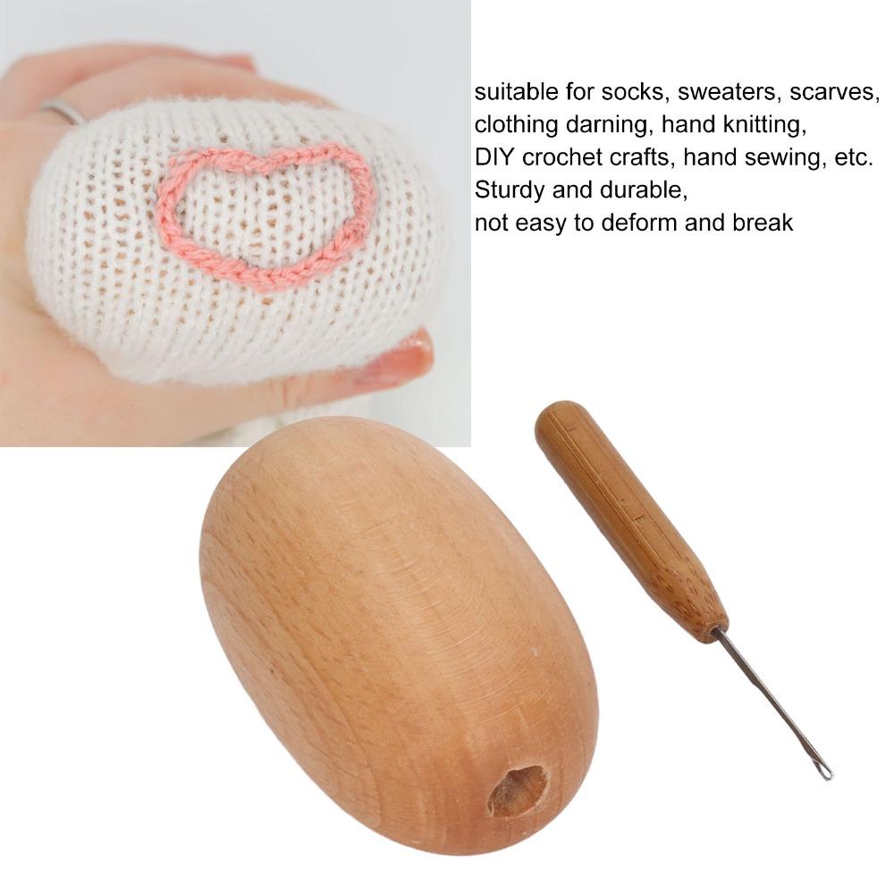 Wood Darning Egg Tool Glossy Finish Hand Knitting Tool Darning Mushroom Tool For Clothes Repair