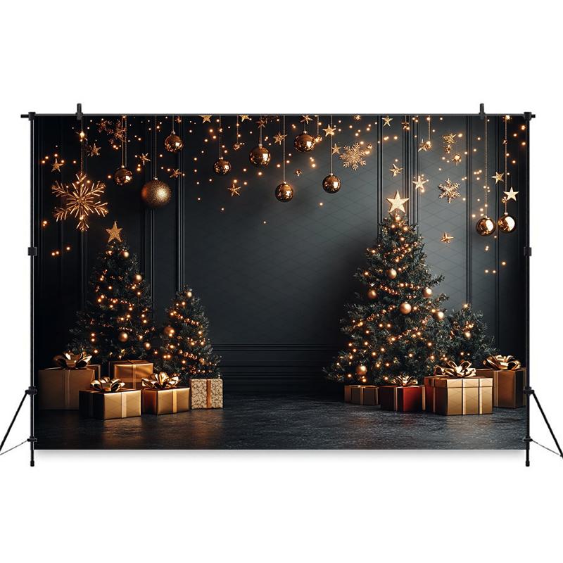 Christmas Tree Big Background For Photography Gold Ball Baby Shooting Props Home Gift Room Decoration Backdrop Studio Photobooth