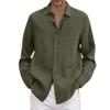 A Man In A Four- Cotton And Linen Long-sleeved, Lapel, Loose Button Cotton And Linen Cardigan Shirt