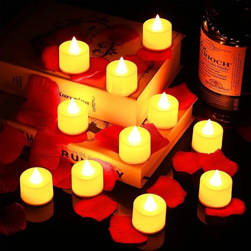12-1Pcs Colorful LED Candles Battery Operated Flameless Tealight Fake Candles Lamp Wedding Birthday Party Home Decoration Lights