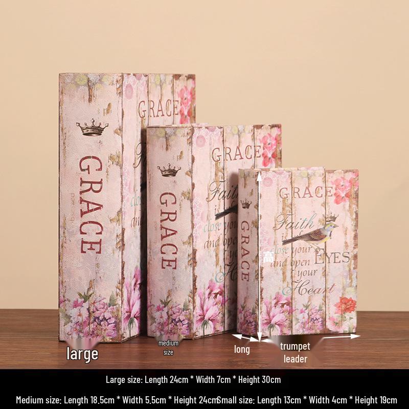 Scaffale per Libri in Legno Retrò Europeo: Ornamenti Vintage e Scatola Decorativa per Libreria