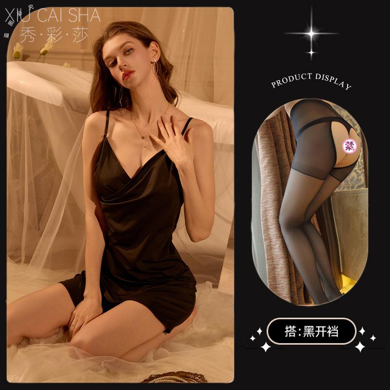 Sex underwear nightclub new v-neck low-cut cross-fit hip-wrapped sexy dress passion robe pure desire style