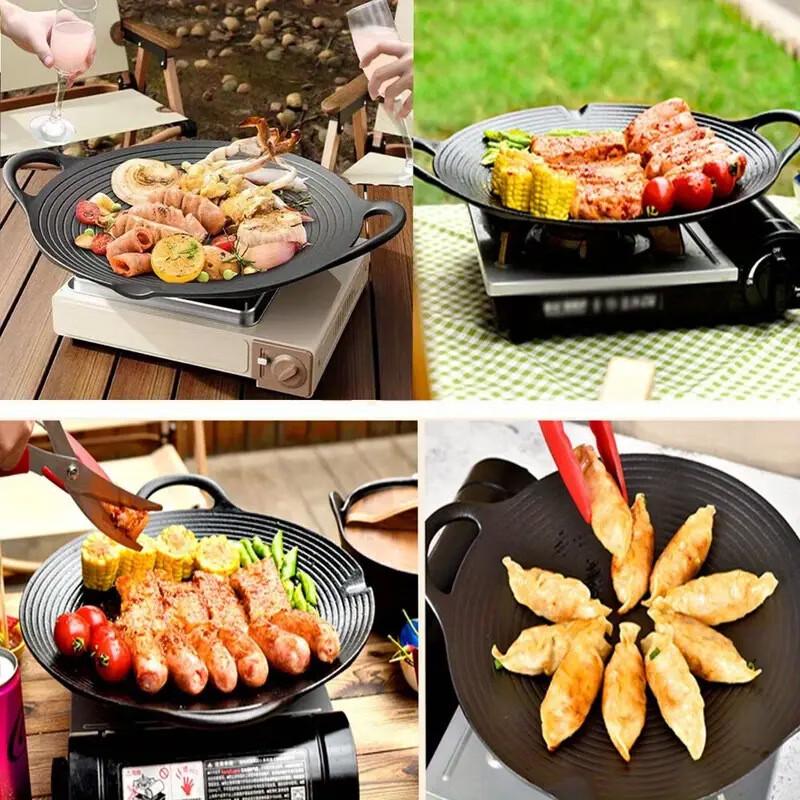 Zhishi Cast Iron Outdoor Camping BBQ Grilling Plate