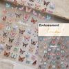 5D Butterfly Red Spider Lily Blooming Flowers Nail Art Stickers Chinese Characters Phoenix Swallow Self Adhesive Manicure Decals