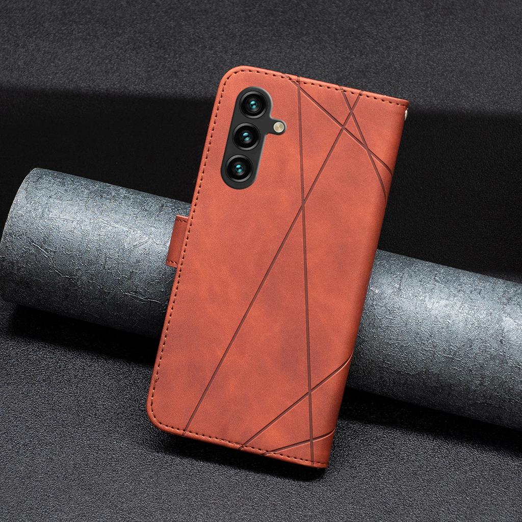 BINFEN COLOR For Samsung Galaxy A36 5G Phone Cases Wallet Stand Geometry Imprinted Leather Cover
