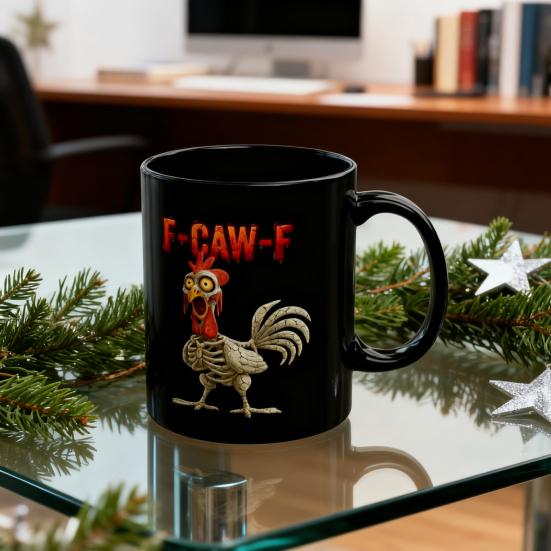 Funny Coffee Mug F-Caw-F Chicken Mug Ceramic 350ml Hot Cold Drinking Cup Dishwasher Safe Novelty Gift