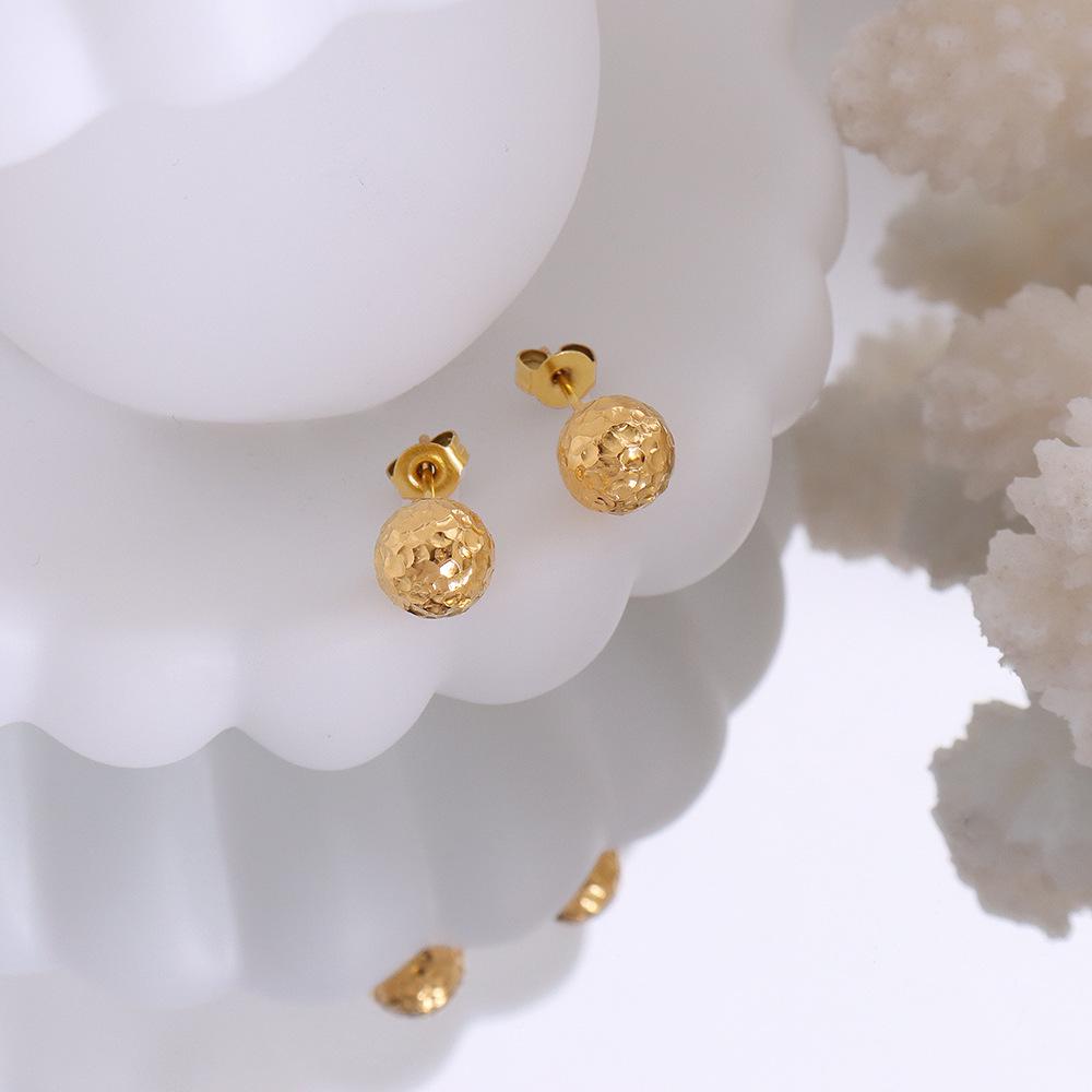 Marka French Small Gold Ball Stud Earrings: 18k Gold-Plated Titanium Steel Jewelry for Women