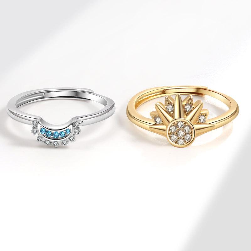 The Sun And Moon Can Be Stacked With Celestial Couple Rings, The Sun And Moon Are Shining Together, Friendship Commitment, Women'S Ring Set Ring