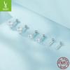 Exquisite Shining Zircon 925 Sterling Silver Stud Earrings, Simple Classic Commuter Wind Threaded Stud Earrings