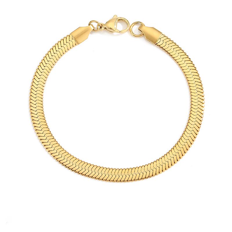 eManco Women's Stainless Steel Snake Chain Bracelet - Thin, Versatile, Flat Style, Perfect for Couples