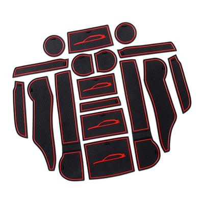 Start Side Interior Rubber Mat for Subaru Forester Series 5th Custom Accessory SK9/SK (New Generation), Design, Black/Red (Interior Mat)