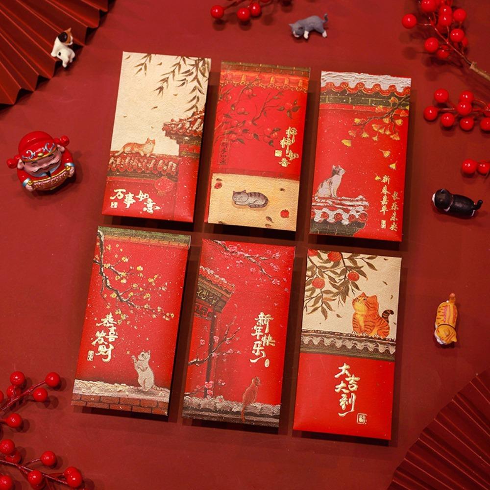 Blessings Printing Forbidden City Red Envelope Cat Pattern Red Packet HongBao  Birthday