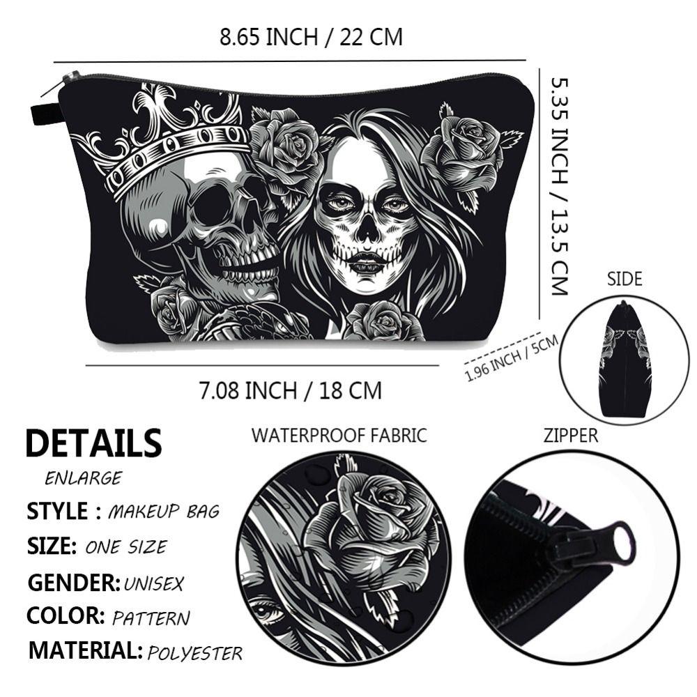 Storage Purse Makeup Bag Skull Pattern Makeup Pouch Small Cosmetic Bag  Men